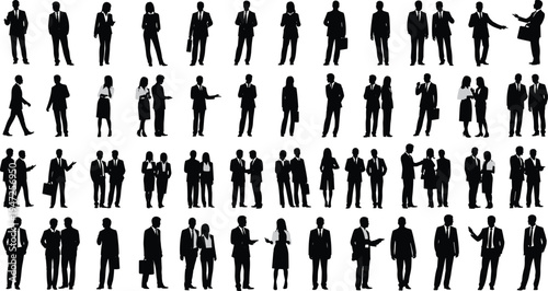 Business, people, silhouettes, professionals, corporate, teamwork, meeting, office, men, women, employees, leadership, communication, workplace, collaboration, managers, staff, company, 