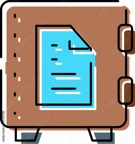 Safe box storing a valuable digital document, representing data protection, information privacy, and the security of important financial records and sensitive files