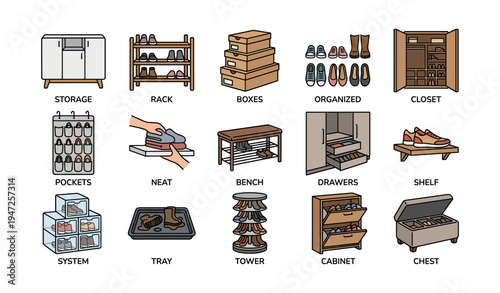 Shoe storage solutions: cabinets, racks, and organizers for neat spaces