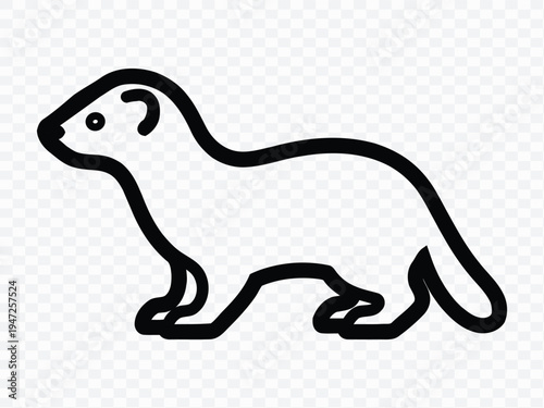 Minimalist outline drawing of a weasel or ferret standing on four legs