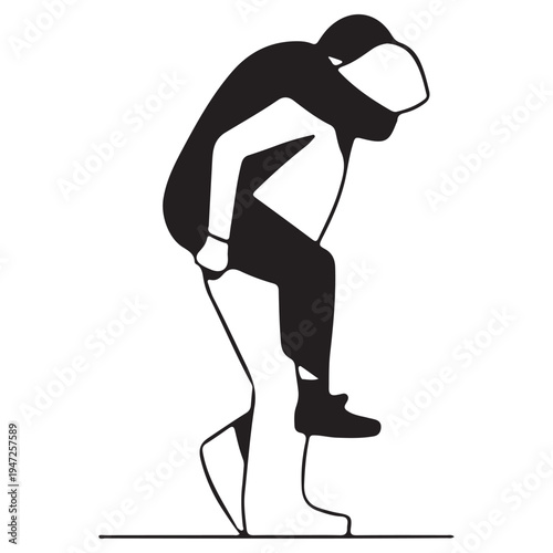 Minimalist Black and White Graphic Illustration of Figures Supporting Each Other