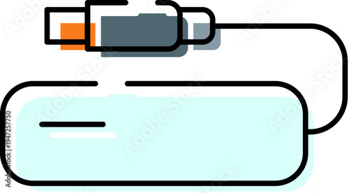 Portable power bank icon with a connected cable, depicting a modern electronic device offering on the go energy for various gadgets and emphasizing mobile power supply