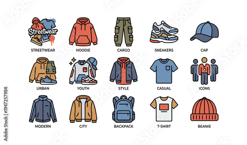 Streetwear fashion icons: hoodies, sneakers, and urban styles