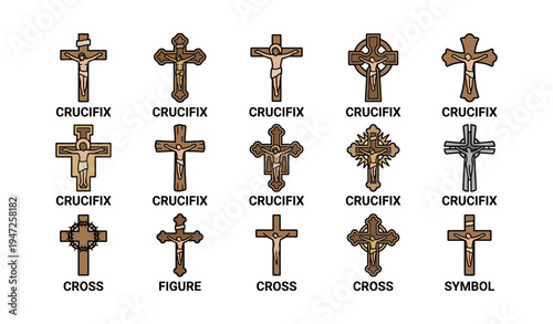 Collection of various crucifix and cross designs