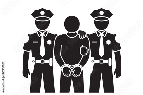 Police officers arresting suspect with handcuffs symbolizing law enforcement and justice enforcement services