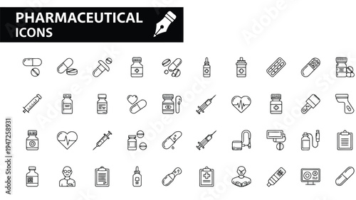 Pharmaceutical pills organized in a visually appealing and categorized display Vector