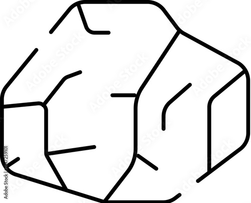 Coal piece line art icon outlining a natural mineral rock, symbolizing fossil fuel, energy resources, and mining industry concepts on a clean white background