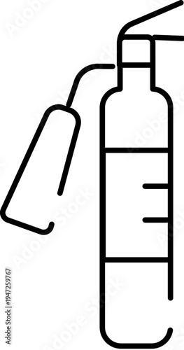 Outline icon depicting a fire extinguisher, essential equipment for emergency situations, providing safety and protection against fire hazards and combustion