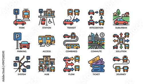 Urban transit solutions and station icons for efficient commute integration