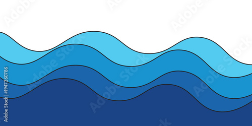 Sea waves layered vector background illustration and sea beach vector illustration. eps10