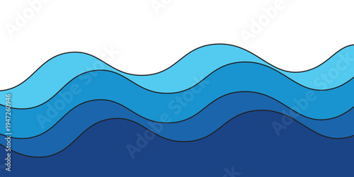 Sea waves layered vector background illustration and sea beach vector illustration.