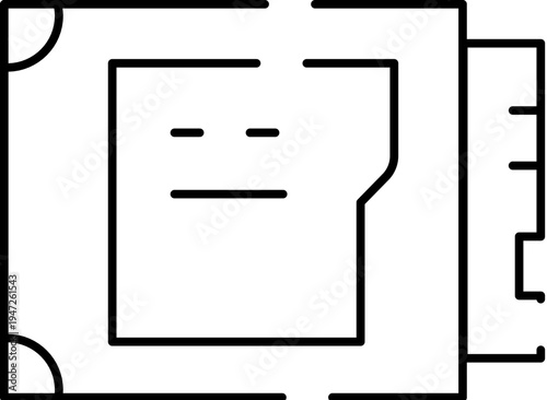 Solid state drive ssd hardware component icon representing fast, efficient data storage and processing in modern computer systems and digital technology with a black outline