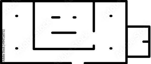 Abstract face graphic displaying a smiling expression through minimalist lines and dots, creating a simple yet powerful communication of basic human emotion