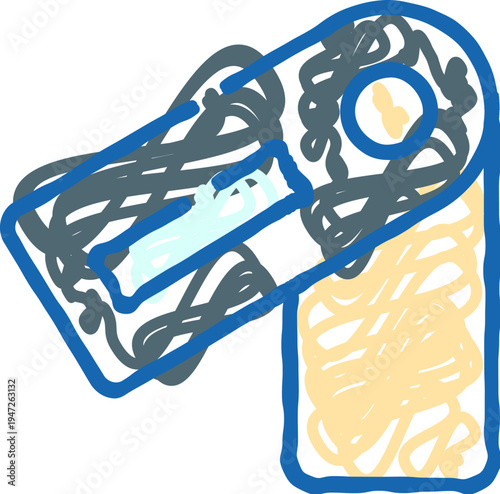 Hand drawn door handle lever icon in simple line art style symbolizing access, security, privacy and home protection, playful, childlike doodle ideal for ui or editorial use