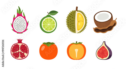Colorful fruit assortment isolated on white