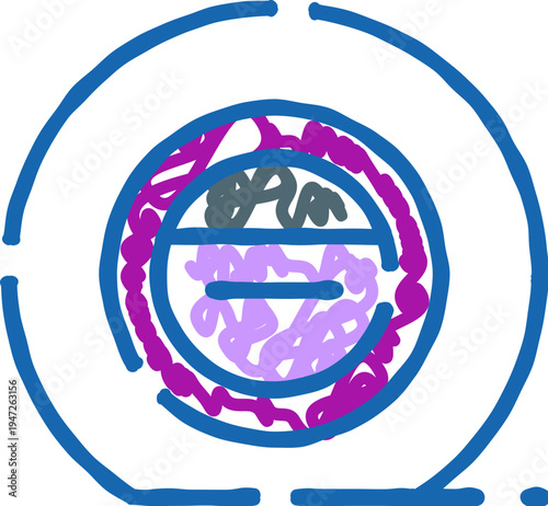 Human ovum cell structure with internal components drawing, illustrating reproduction, biology, and genetic concepts, ideal for scientific and healthcare educational materials