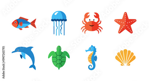 Colorful marine life vector illustration