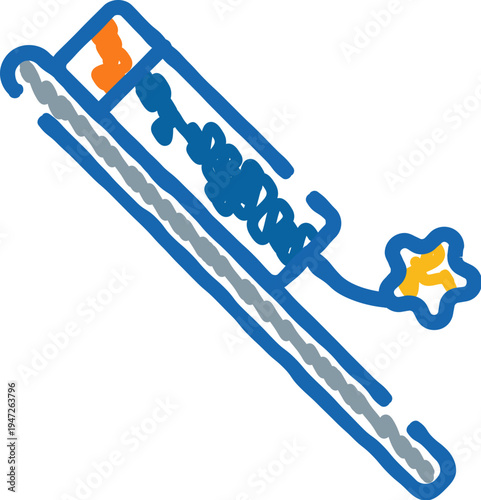 Hand drawn doodle of a harmonica on white background, playful sketch evoking childhood music learning, simple line art icon for education, play, folk and blues concepts