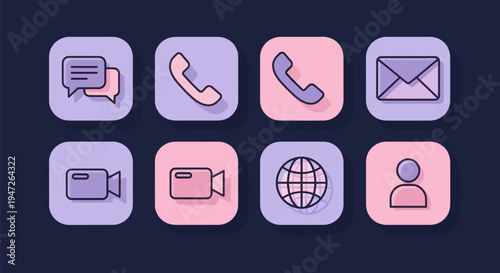 Icon set communication web contact