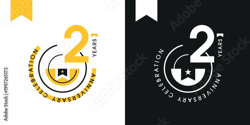 2-years anniversary celebration Badge Design for Print and Digital Marketing.
