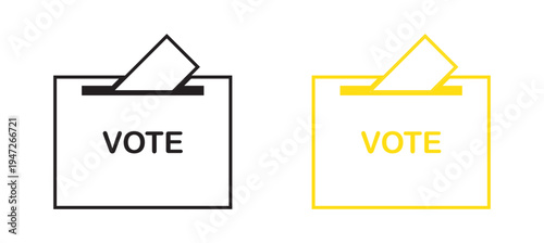 Set of ballot box icons in flat, line styles. Election voting symbol vector illustration.