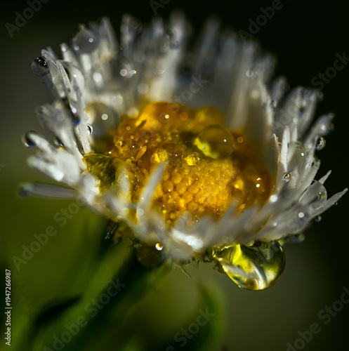 Macro photo of a beautiful chamomile flower with a blurred background