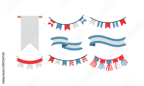 Colorful festive bunting and fabric decorations for celebrations