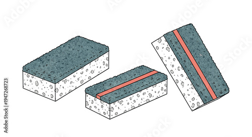 Set of three multi-purpose scouring sponges for household cleaning tasks in different positions shown on a white background.