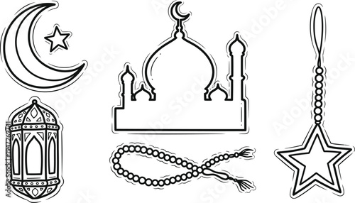 Islamic symbols and decorations for Ramadan and Eid celebrations