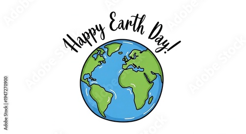 Earth Day illustration with Happy Earth Day text