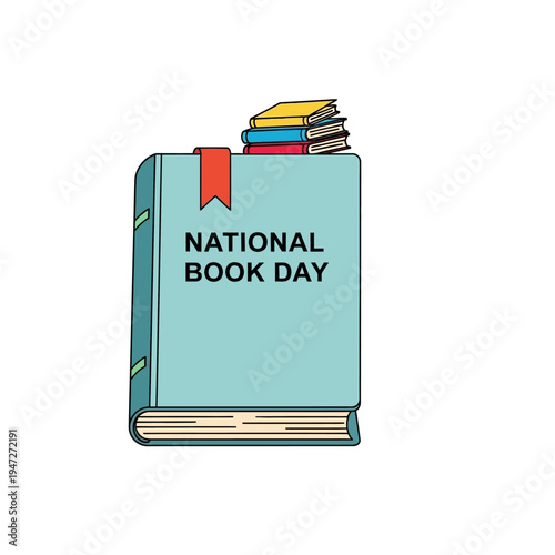 National Book Day Book Cover Celebration Illustration
