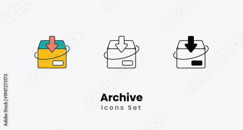 Archive icons vector set stock illustration