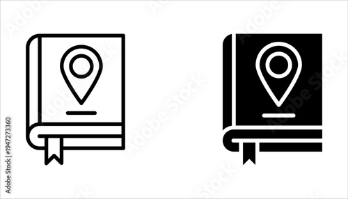 Map guide icon set on white background