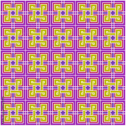 Yellow Red Blue Geometric Knot Tile Pattern