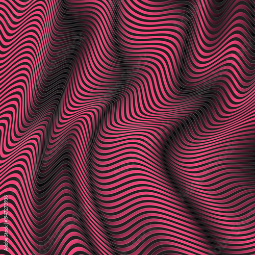 Black Pink Wavy Optical Illusion Abstract Pattern