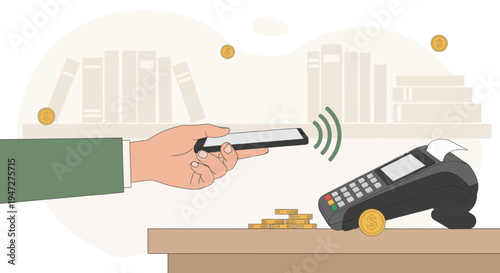 Contactless payment with smartphone and POS terminal, modern finance concept