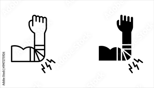 Arm swelling icon set. Rash on hand on white background