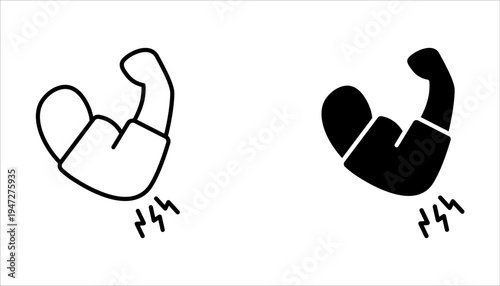 Arm swelling icon set. Rash on hand on white background