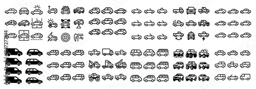 Transport icons with car van truck minimal