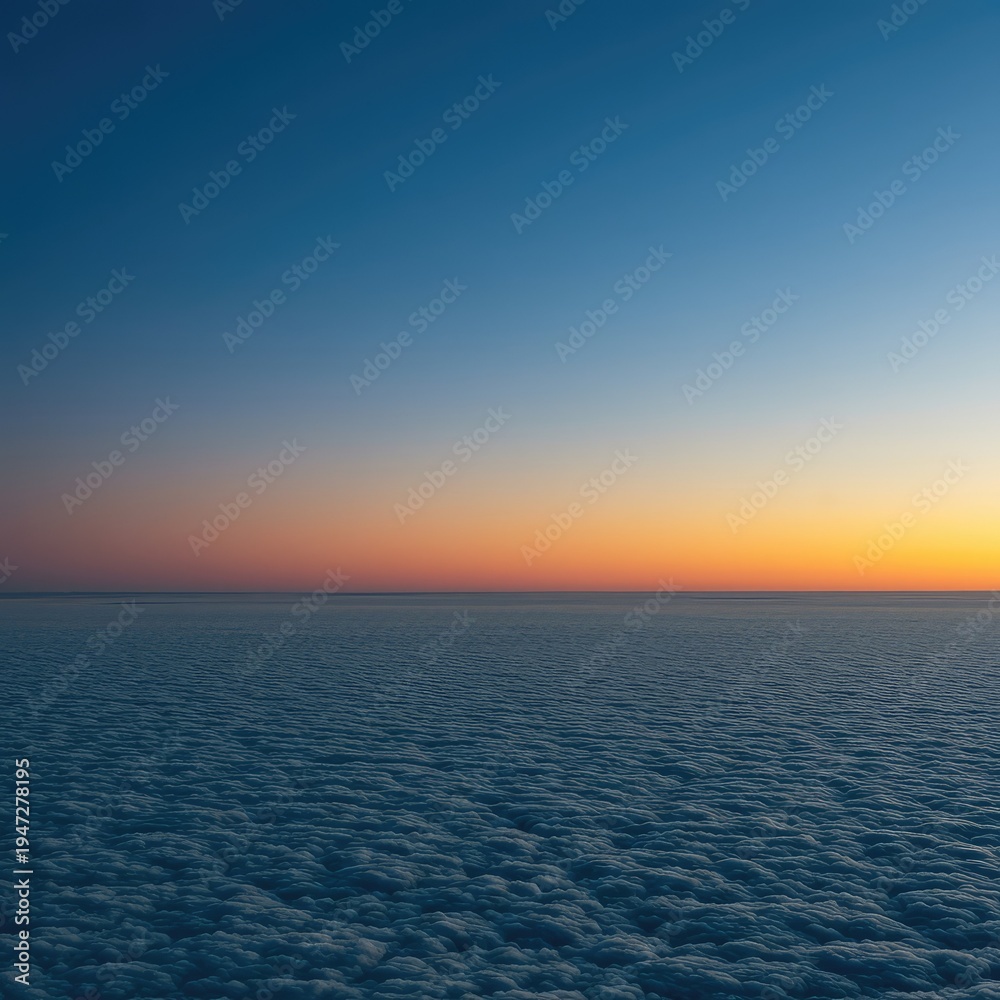 Fototapeta premium A breathtaking, expansive view of the calm horizon line where the fading sunlight illuminates the vast, open sky and atmosphere, horizon, water, wide