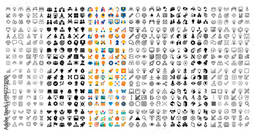 Office icons with chart and calendar colorful