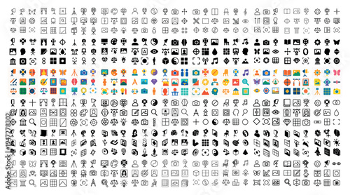 Tiny icons with camera and gear micro