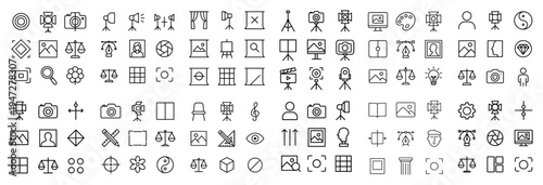 Media icons with camera monitor tripod outline