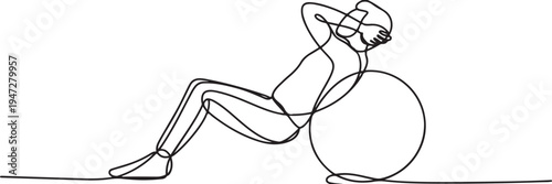 Person doing sit up exercise with stability ball fitness