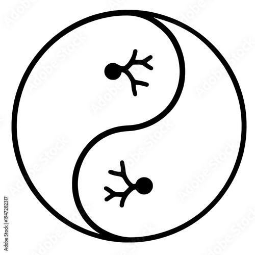 Autonomic Nervous System Balance Yin Yang Icon for Homeostasis and Holistic Wellness.
