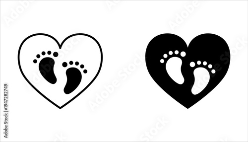 Baby footprint icon set on white background