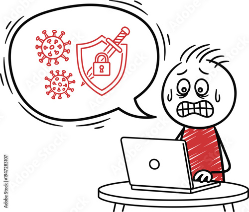 Concerned person experiencing computer virus issues