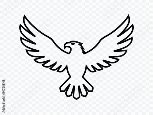 A majestic eagle soars high, captured in a clean, minimalist line drawing.