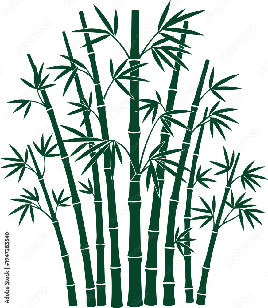 Obraz premium Illustration of a bamboo forest with green stems and leaves
