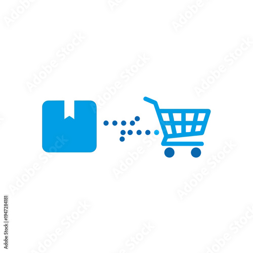 E-commerce shopping cart icon with data transfer.